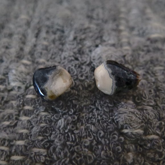 Vintage Handmade Zebra Calcite Post Earrings - Picture 6 of 10